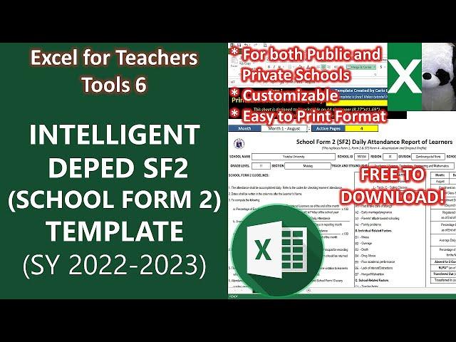 INTELLIGENT DEPED SCHOOL FORM 2 (SF2) TEMPLATE SY 2022-2023 | Excel for Teachers | Carlo Excels