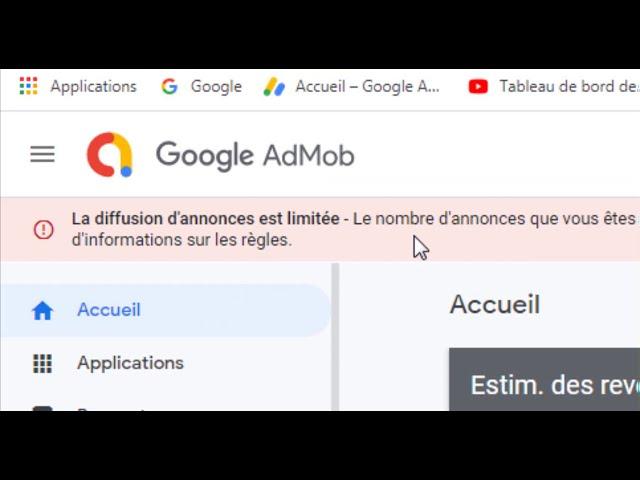 حل مشكلة الليميت La Diffusion d annonces est limitée  في حساب ادموب Admob بالتجربة الشخصية   حصريا