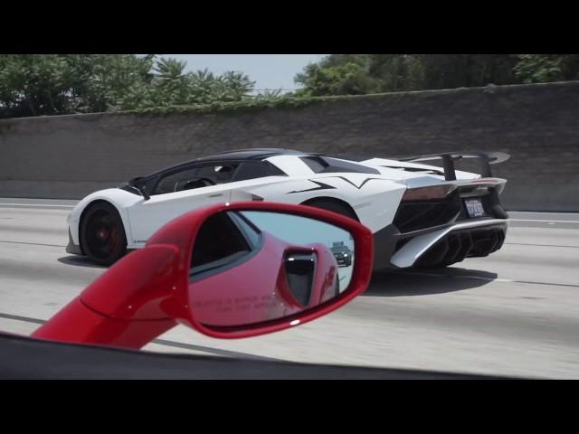 Ferrari 488 Pista chases Aventador SV! *Insane driving through traffic