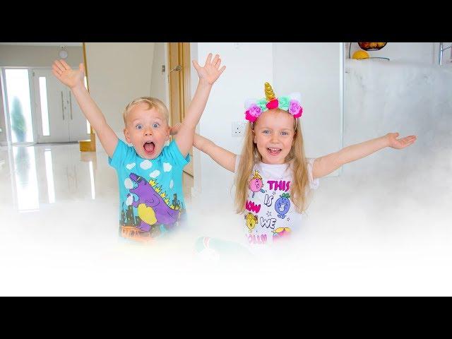 Gaby and Alex doing Dry Ice science experiments for kids