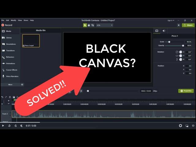 FIX Black canvas in Camtasia 9 video not playing (Working!)