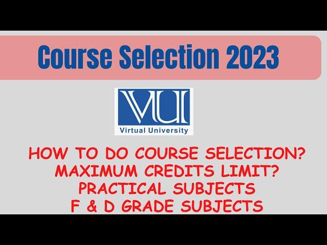 Course Selection 2023 How to do course Selection VU