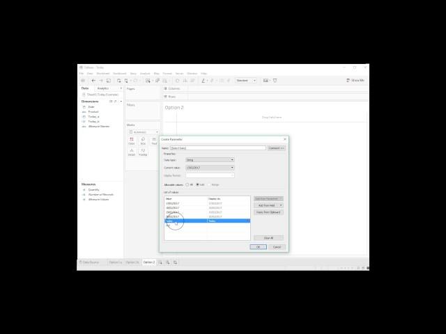 How to create a date filter that defaults to Today and and a date parameter and in Tableau