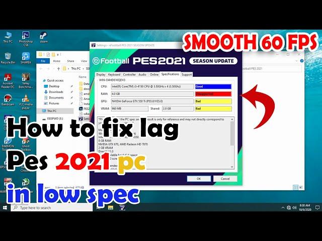 how to fix lag pes 2021 pc in low spec