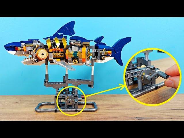 Assembled a moving robot Shark from Chinese LEGO! Mechanical Shark!