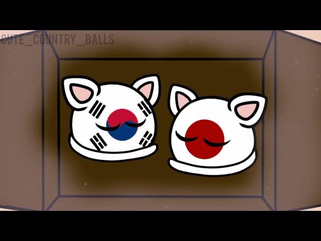 countryballs //chinaball, north koreaball, south koreaball cat and japanabll cat//