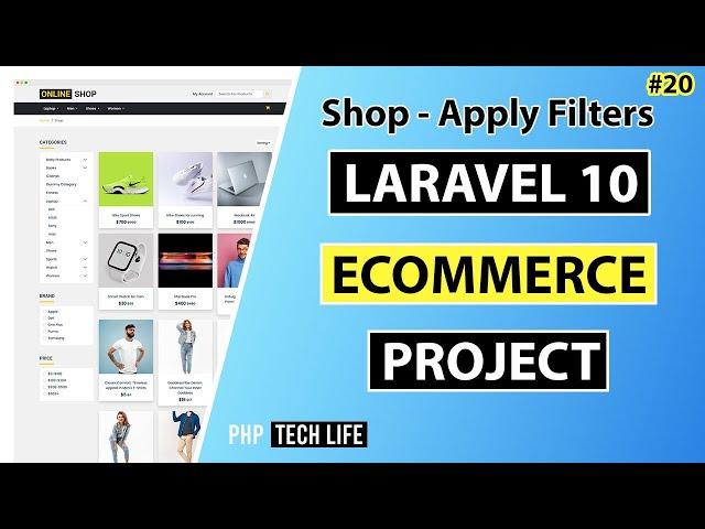 Laravel 10 Ecommerce Project | #20 Shop Page - Apply Filters | Frontend | PHP Tech Life Hindi