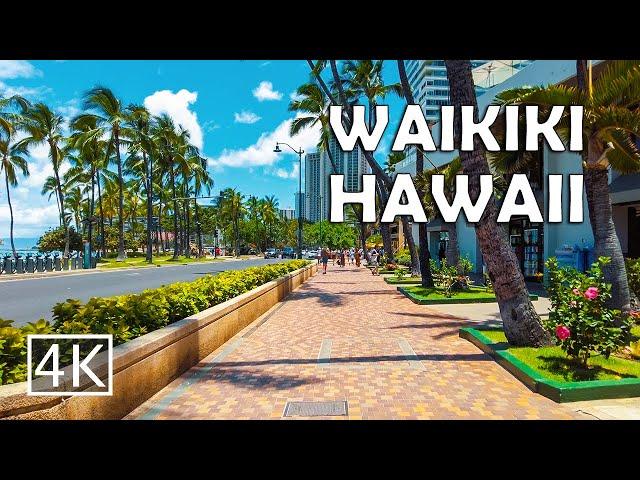 [4K] Waikiki Hawaii - Walking Tour of Most Popular Tourist Area in Honolulu Oahu