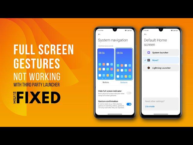 Fixed Full screen Gesture Not working with Third party Launcher in MIUI 13