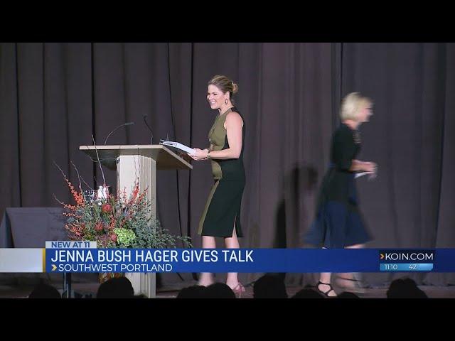 Jennifer Hoff introduces Jenna Bush Hager at Voices event