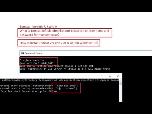 How to Install Apache Tomcat 7 or 8 or 9 in Windows 10 & What is default password?