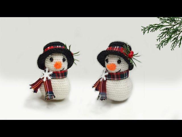 They are so charming️How to crochet a New Year's toy SNOWMAN in a hat