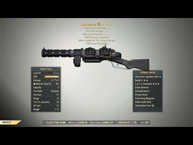 Fallout 76: Anti Armor Gauss Shotgun - Full Health.