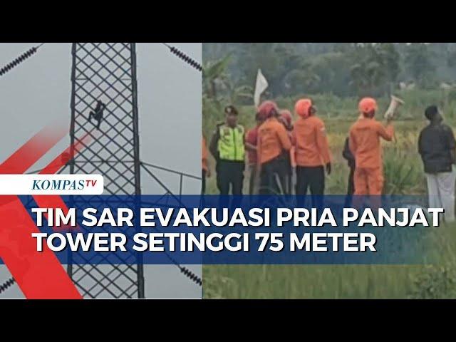 Usaha TIM Sar Evakuasi Pria Panjat Tower Setinggi 75 Meter di Kulon Progo