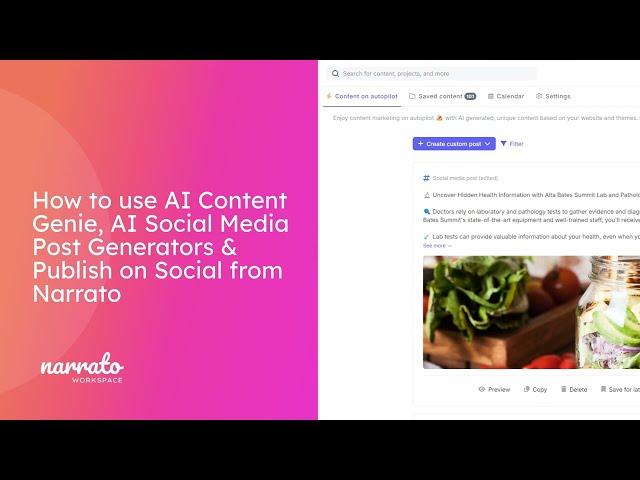 How to use AI Content Genie, AI Social Media Post Generators & Publish on Social from Narrato