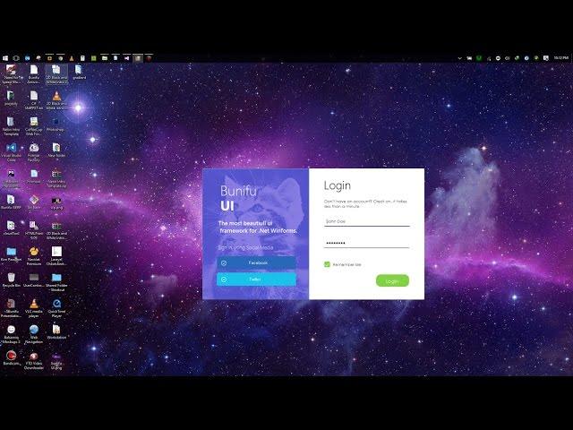 Part 2 -  Login flat design For Winforms  with  Bunifu UI 現代設計用戶界面