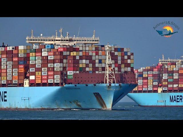 2 ULTRA LARGE CONTAINER SHIPS of Maersk Line met at the Port of ROTTERDAM - Shipspotting 2021