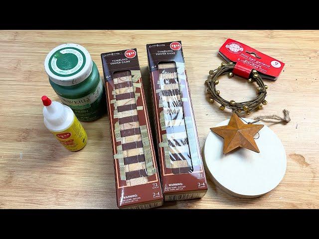  Rustic Wood Block Christmas Tree | Dollar Tree DIY | Just One Craft Project Series 