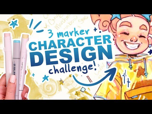 THE CUTEST THING I'VE EVER DRAWN!?! | 3 Marker Character Design Challenge!