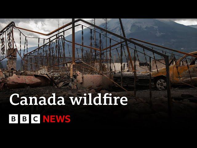 Historic Canadian tourist town Jasper left devastated after 100m wildfire | BBC News