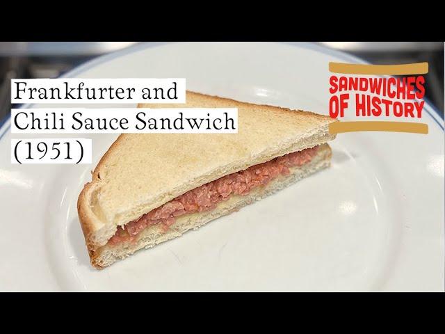 Frankfurter and Chili Sauce Sandwich (1951) on Sandwiches of History⁣