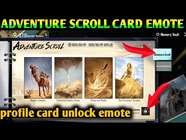 PUBG/BGMI Adventure Scroll Event Explained | Profile Card Emote Unlock | Memory Vault Missions Guide