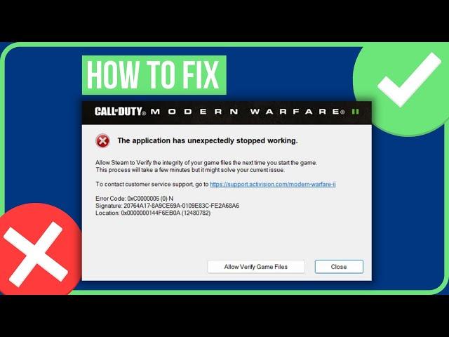 MW2 ERROR CODE 0XC0000005 | Fix MW2 The Application Has Unexpectedly Stopped Working