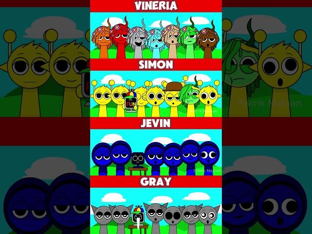 Vineria vs Simon vs Jevin vs Gray Incredibox Sprunki MIX VERSION #sprunki #simon #jevin