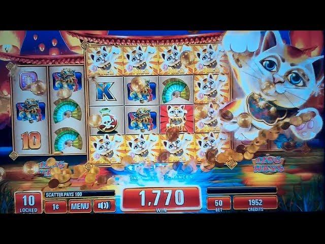 Astro Cat Slot Machine Bonus - 10 Free Games Win with Locked Wild Cats