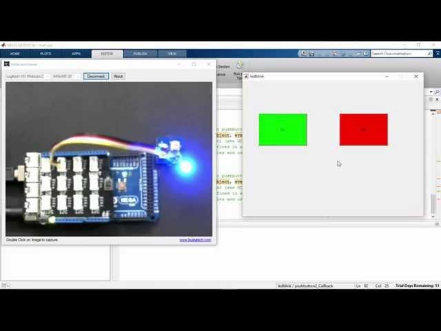 1. Arduino Matlab GUI controlling an LED