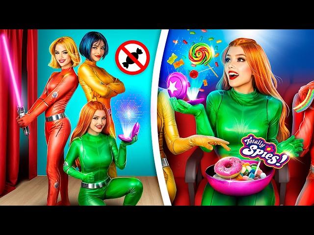 Totally Spies Sneak Candies into Movie! Spies Gadgets in Real Life!