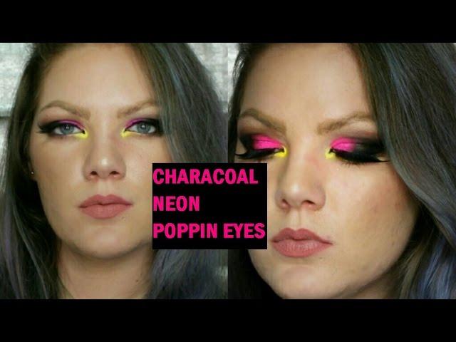 Black characoal-Neon poppin 'eyes makeup tutorial |Your Valentine 89|