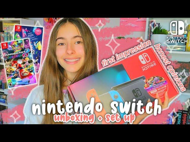 nintendo switch unboxing & set up  playing mario kart + just dance, etc