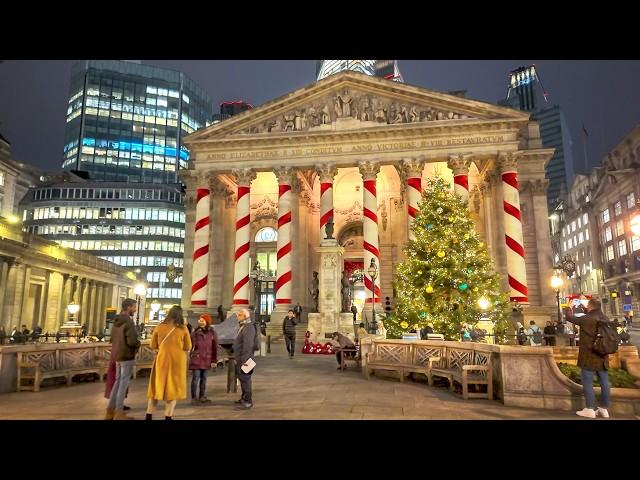 2024 London Christmas Walk Tour  City of London, St Paul’s to London Bridge  4K HDR