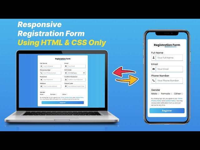 Responsive Registration Form In HTML And CSS | Registration Form