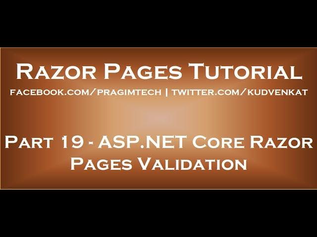 ASP NET Core razor pages validation