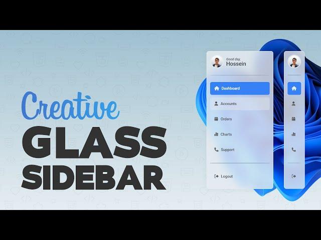 Glass Sidebar Menu using HTML & CSS