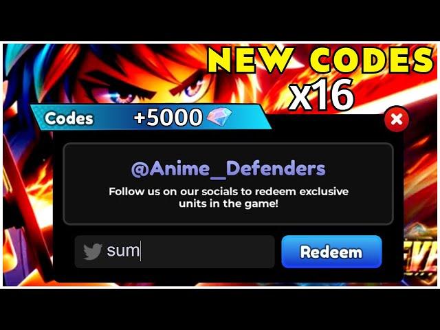 16 NEW CODES IN ROBLOX ANIME DEFENDERS (JULY 2024)