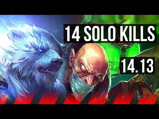 VOLIBEAR vs SINGED (TOP) | 14 solo kills, 43k DMG, 800+ games, Dominating | BR Diamond | 14.13