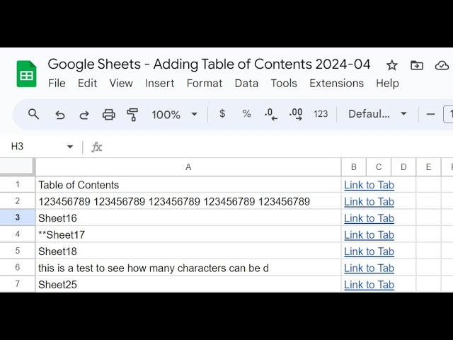 Auto Add "Table of Contents" tab to a Google Spreadsheet