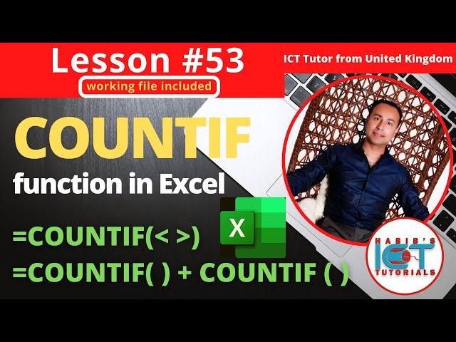 Lesson 53: COUNTIF function used to COUNT MULTIPLE different items in a column in Excel