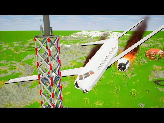 RADIO TOWER vs PLANES - Airplane Crash in BRICK RIGS