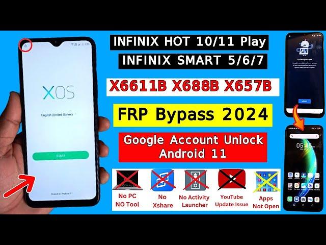 All Infinix Android 11 FRP Bypass 2024 | Apps Not Open | X688B/X657B/X6511B Google Account Unlock