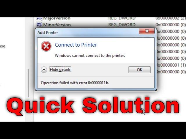 Windows Cannot Connect Printer, Operation Failed Error 0x0000011B [Solution]