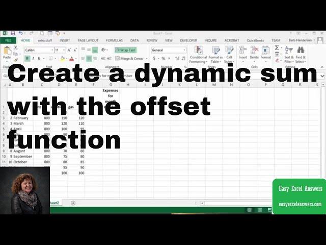 Create a dynamic sum with the offset function in Excel