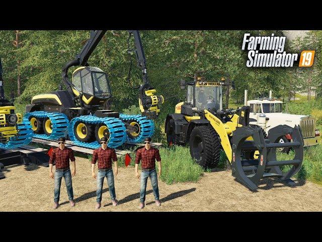 FS19- 3 MAN LOGGING CREW! LOGGING TIMBER ON "GRIZZLY MOUNTAIN" | HAULING LOGS OUT TO THE SAWMILL