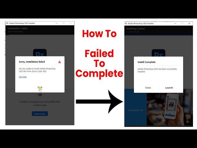 SOLVE 100 % We are unable to Install Adobe Photoshop 2023 this time Error code182