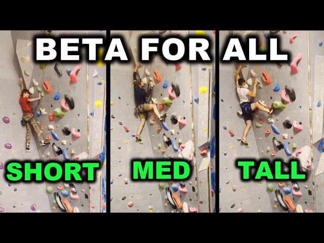 BETA SPRAY FOR ALL - SHORT, MEDIUM, or TALL - How climbers of different heights work the same crux.
