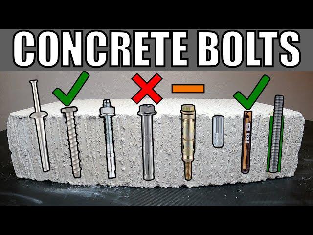 CONCRETE ANCHORS FIXINGS AND BOLTS - 8 DIFFERENT METHODS FOR FIXING INTO CONCRETE