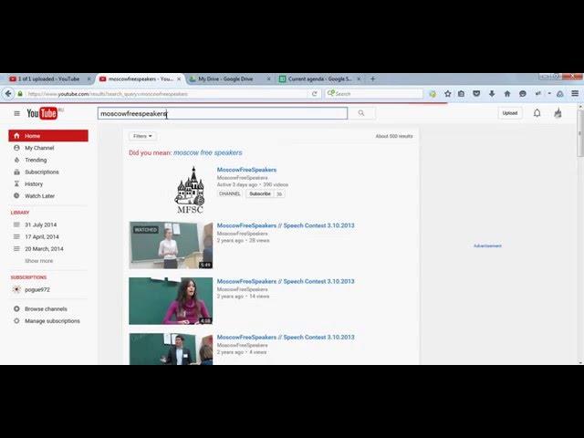 How to search for last videos of Moscow Free Speakers club